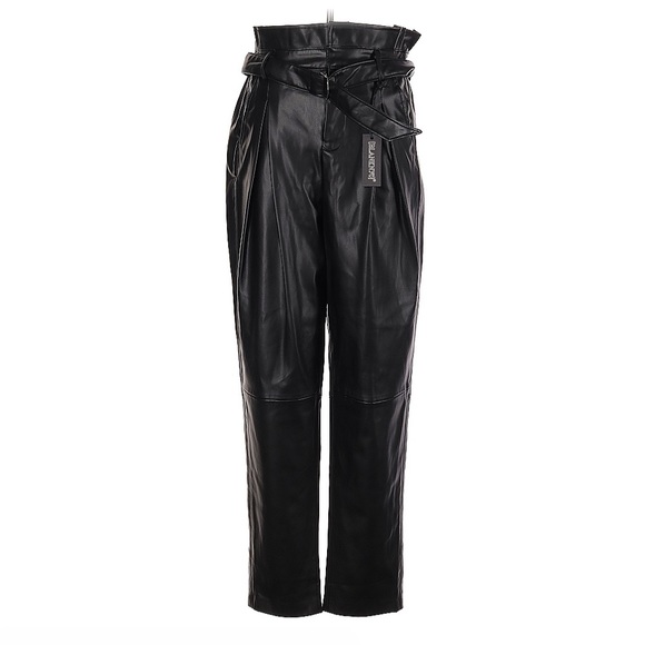 Blank NYC Black Faux Leather Belted Paperbag Waist Pants NEW SIZE 27 - Picture 2 of 6